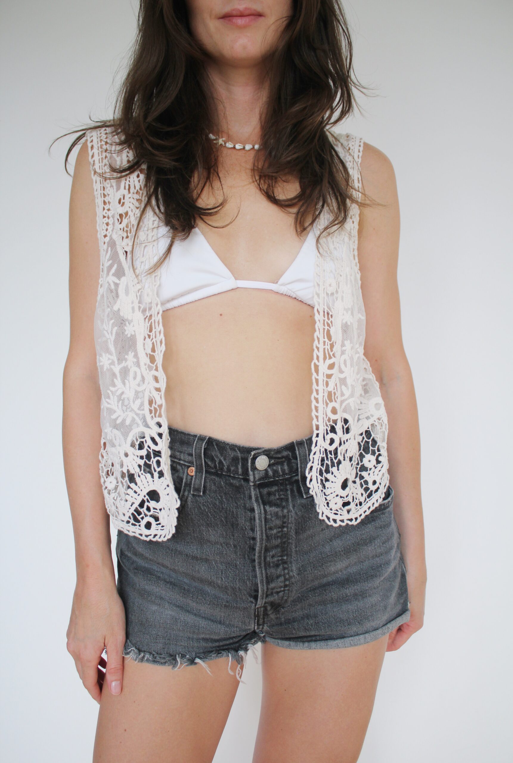 Koronkowy bezrękawnik, S/M