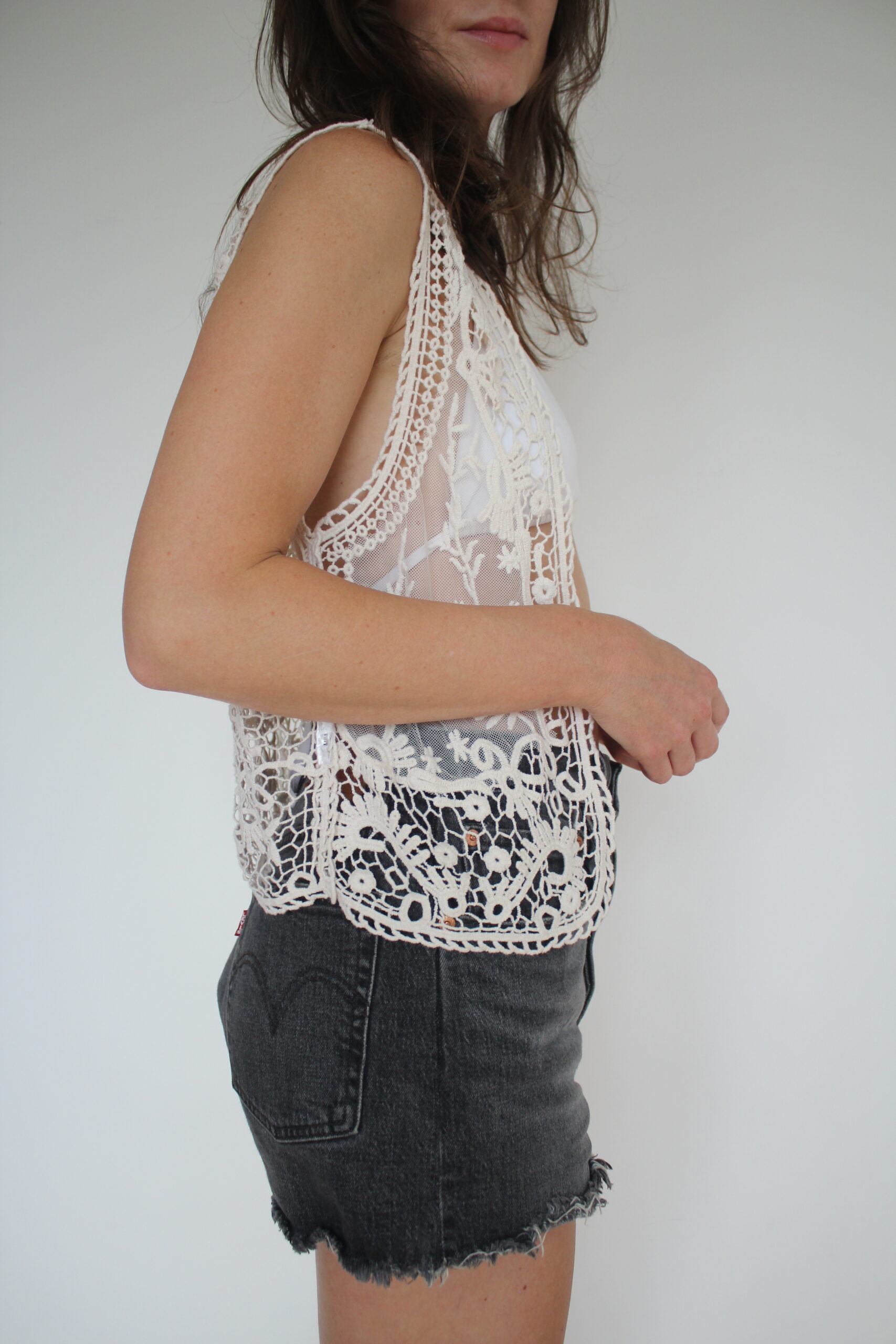 Koronkowy bezrękawnik, S/M - obrazek 6