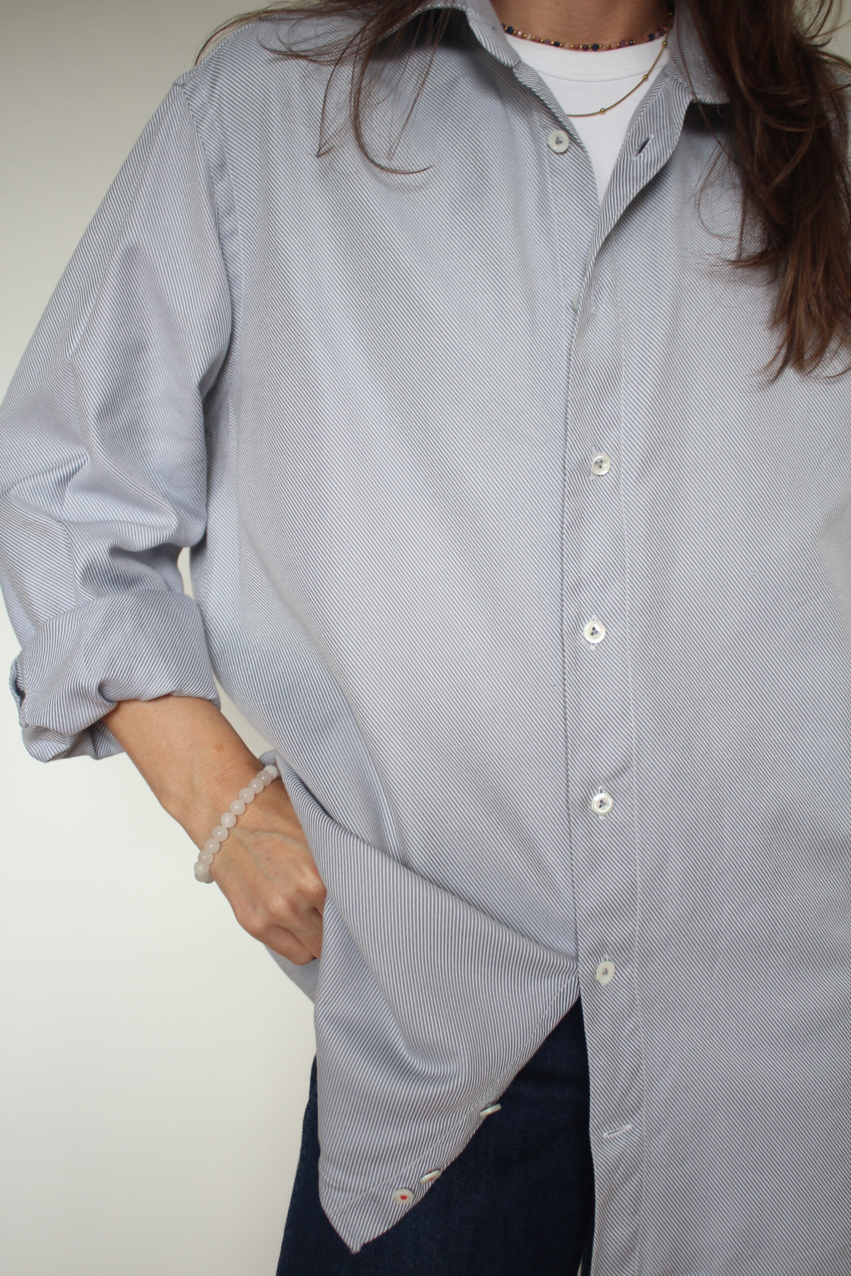 Bawełniana koszula w paski, L - obrazek 2